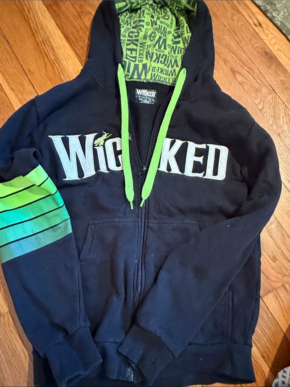 Kids Black & Lime Green Hooded Zip-Up Jacket